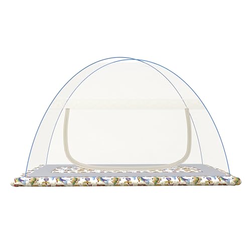 Fegore Foldable Baby Mosquito Net Strong And Durable Single Bed 30 Gsm Use Polyester Material Fabric Premium Machardani For 0 To 24 Month Babies (White Color 4 Ft X 2.5 Ft Size)
