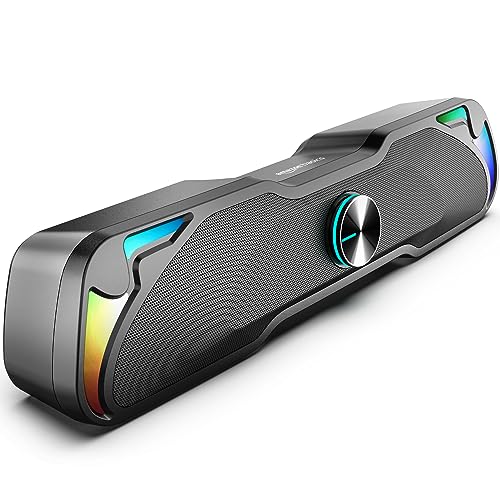 Amazon Basics 6W Multimedia Pc Gaming Soundbar Speaker With Aux Connectivity, Usb Support, Volume Control, And Rgb Lights