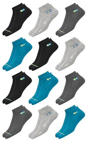 Swagr 12 Pairs Solid Cotton Ankle Length Socks For Men Women, Pack Of 12., Assorted