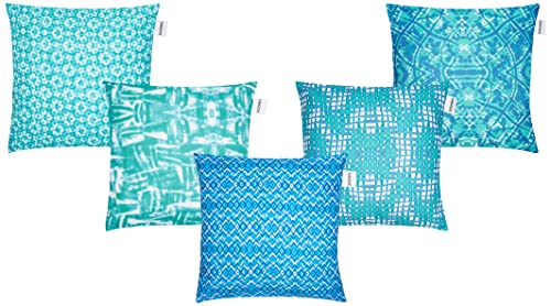 Amazon Brand – Solimo Turisko Polyester Printed Cushion Covers, Set Of 5, 16 X 16 Inch