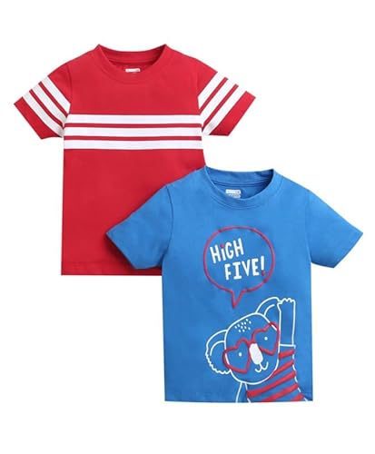 Bumzee Blue & Red Boys Half Sleeves Cotton T-Shirts Pack Of 2 Age – 3-6 Months (Peb9918B-Blu.Red)