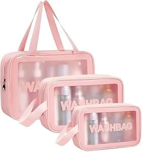 Makeup Travel Pouch Set Of 3 – Waterproof Cosmetic Bags For Toiletries, Brushes & Essentials – Lightweight Organizer For Women – Ideal For Travel, Vacation, Daily Use & Gifting (Pink)