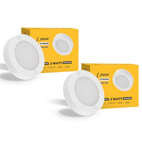 Jaquar 3W Striker Mini Round Surface Downlight | No False Ceiling Required | Surface Ceiling Light For Cabinet, Wardrobe, Office Space | Red (Pack 2)