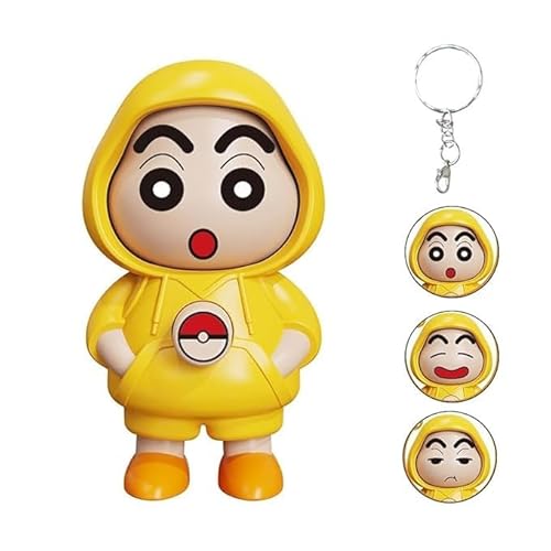 Woyax Shinchan Face Changing Keychain With 3 Expressions 3D Cartoon Character Abs Toy Key Holder Unisex Keychain For Bags, Cars & Gifts Cute Action Figure For Kids & Adults