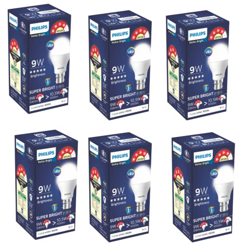 Philips 4 Star Ace Saver 9-Watt B22 Led Bulb,Cool Day Light, Pack Of 6
