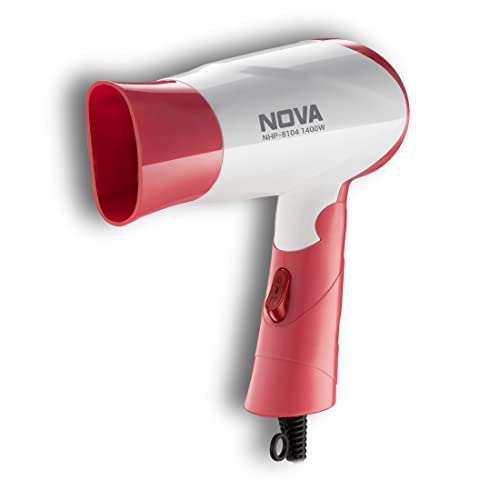 Nova Nhp-8104 1400 Watts Compact Hair Dryer (White/Pink)