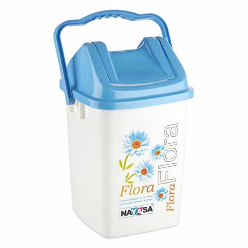 Nayasa Swing Bin No 114 Without Inner Bucket With Floral Print, Multi Purpose Dustbin, Blue