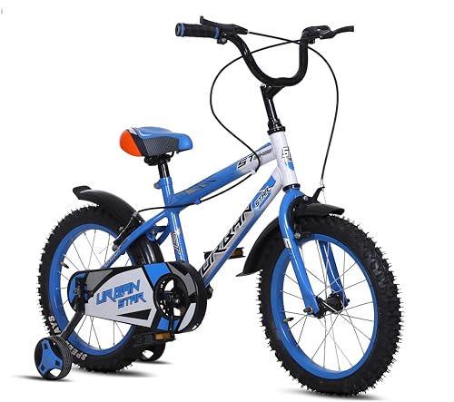 Urbanstar 16T Bmx | Tube Tyre | 4-6 Years Kids Semi Assembled | 16 T Bmx Cycle (Single Speed, Blue, White, Rigid)