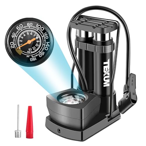 Texum Portable High Pressure Double Cylinder Foot Activated Air Pump Compressor Air Pump For Car, Bike, Bicycle, Football Pump Fits Universal Presta And Schrader..