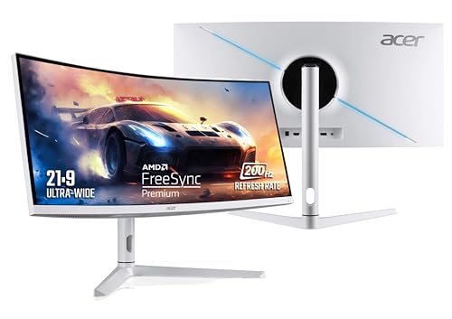 Acer Xz306Cx 29.5 Inch (74.93 Cm) Ultrawide 21:9 1500R Curve 2560 X 1080 Pixels Lcd Monitor With Led Backlight I 1 Ms Vrb I 200 Hz I Hdr 400 I Dci-P3 93% I Amd Free Sync I 2Xhdmi 1Xdp I White