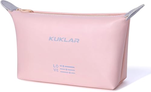 Kuklar Small Pouch Toiletry Bag For Women Waterproof Makeup Pouch For Purse Travel Portable Zip Pouch Aesthetic Bag (Pink)