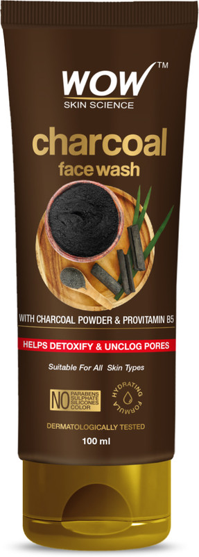 Wow Skin Science Charcoal | Detoxifies Skin | Unclogs Pores | Lifts Of Pollutants & Dirt Face Wash(100 Ml)
