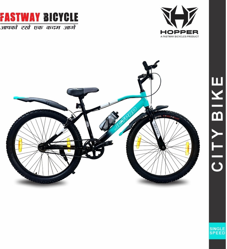 Fastway Bicycle HOPPER JETPRO N/IBC 24T S/GREEN, WITH 90% ASSEMBLED 24 T (inch) Road Cycle(Single Speed, Multicolor, Rigid)