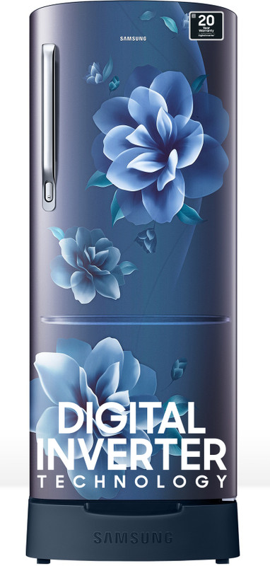 Samsung 183 L Direct Cool Single Door 4 Star Refrigerator With Base Drawer With Digital Inverter(Camellia Blue, Rr20C1824Cu/Hl)