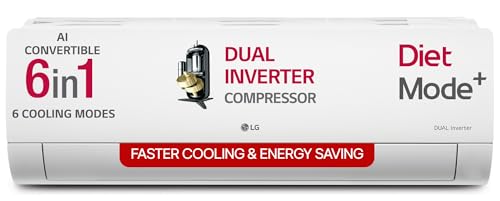 Lg 1 Ton 4 Star Dual Inverter Split Ac (Copper, Ai Convertible 6-In-1 With Viraat Mode, Faster Cooling & Energy Saving, 4 Way Swing, Hd Filter With Antivirus Protection, Us-Q13Jnye, White)
