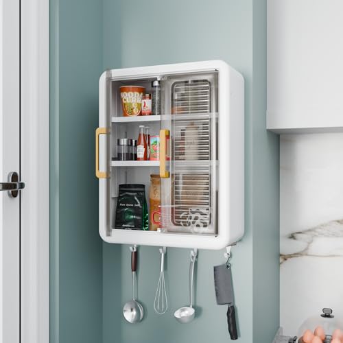 Tex-Ro Wall Mounted Storage Cabinet For Kitchen & Bathroom/Multipurpose Kitchen Cabinets Storage Racks/Space Saving Storage Cabinet/Cabinet Organizer(White, Plastic)