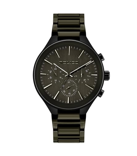 Police Quartz Multifunction Black Dial Metal Strap Watch For Men-Ndpl15936Jsb19Mgnw