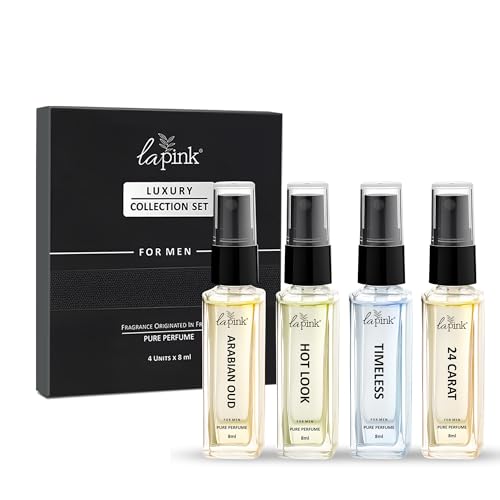 La Pink Perfume Gift Set For Man | French Premium Pure Perfume | Fruity, Leather & Woody Notes | Long-Lasting 12+ Hours | Suitable For Every Occasion (8Ml Each) Pack Of 4