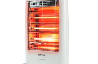 Maharaja Whiteline Lava Quartz Adjustable Room Heater, 3 Quartz Heating Elements, 1200 Watt – 1 Year Warranty (White)
