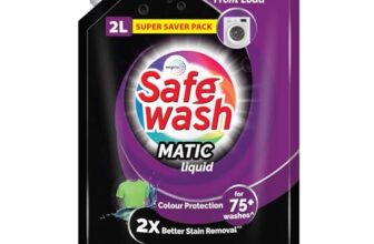 Safewash Front Load Matic Premium Liquid Detergent 2L Refill Pouch With Colour-Protect Technology | 2X Stain Removal | For All Types Of Fabrics