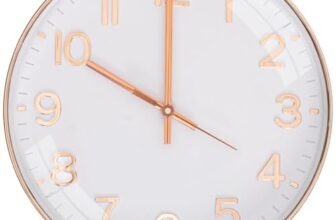 Tekcool Plastic Digital Wall Clock 12″ Silent Quartz Decorative Latest Non-Ticking Classic Clock Battery Operated Round Easy To Read For Room/Home/Kitchen/Bedroom/Office/School (Rose White)’