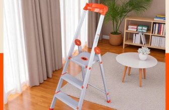 Bathla Elevate 3-Step Foldable Aluminium Ladder For Home With Tool Tray | Anti-Skid | Durable, Heavy Duty, Safe & Stylish | 5-Year Warranty | Orange