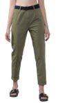 Tokyo Talkies Women Olive Green Tapered Fit Solid Regular Trousers