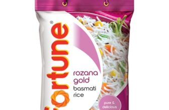Fortune Rozana Gold Basmati Rice 5Kg | Cooked Grain Upto 15 Mm | Fluffy, Non-Sticky Rice | Everyday Basmati Rice