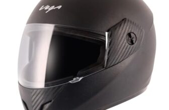 Vega Cliff Isi Certified Lightweight Full Face Gloss Finish Helmet For Men And Women With Clear Visor(Black, Size:M)