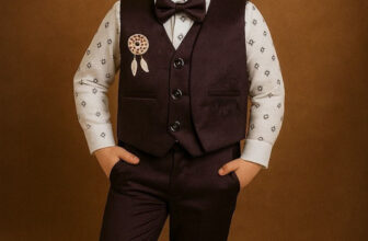 Sailittle Attire Boys Festive & Party Shirt, Waistcoat And Pant Set(Maroon Pack Of 1)