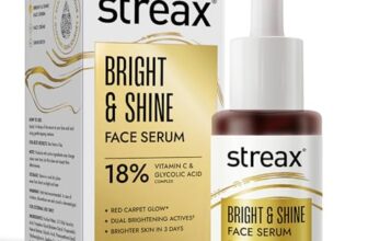 Streax Vitamin C Face Serum, 30 Ml | 18% Vitamin C | Dark Spots Reduction | Brighter Skin In 3 Days | Serum For Glowing Skin | Brightening Serum | Bright & Shine Face Serum