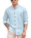 Men Linen Cotton Full Sleeve Shirt For Man | Mens Casual Shirt |Shirts For Men Stylish | Men Shirts | Casual Business Party Festival Regular Fit (In, Alpha, M, Sky)