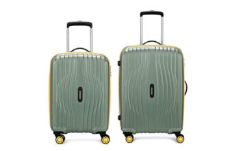 Aristocrat Vortex Plus | Set Of 2 Trolley Bag, 55+65 Cm, Small+Medium Hardside Luggage | 8 Wheels, Combination Lock | Polycarbonate | 3 Year International Warranty | Thyme Green