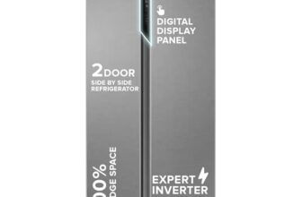 Haier 596L 3Star 2 Door Side By Side Frost Free Refrigerator|100% Convertible|Expert Inverter|Digital Display Panel|Twist Ice Tray|Deo Fresh Technology (Hes-690Ss, Shiny Silver)