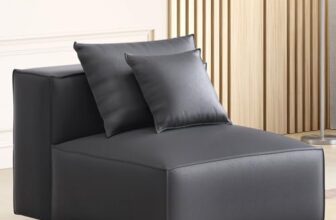 Home Centremills Half Leather 1-Seater Armless Sofa – Charcoal