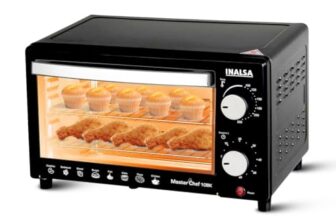 Inalsa Oven Masterchef 10Bk Otg (10Liters) With Temperature Selection 800 W, Powder Coated Finish, Includes Baking Pan, Ss Grill Tray, Hand Glove (Black, Silver) 800 Watts