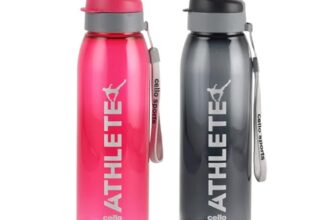 Cello Athlete Flip Top Lid Water Bottles Set Of 2, 800Ml Each | Unbreakable & Hygienic | Bpa-Free, Food Grade | Airtight, Leakproof | Plastic Water Bottle Set For Fridge, Home, Kitchen, Gift