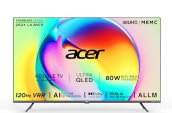 Acer 126 Cm (50 Inches) Super Series 4K Ultra Hd Smart Qled Google Tv Ar50Qdxgu2875At (Black)