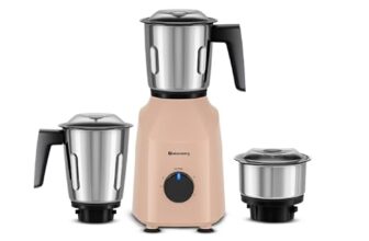 Atomberg Xiana 750 Watt Mixer Grinder | 3 Multipurpose Stainless Steel Jars | Coarse Mode For Silbatta-Like Textures | Powerful Intelligent Motor | Easy Fault Led Indication | Peach Blossom