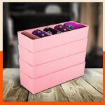 Bathla Drawer Organizers (Set Of 4)- 5 Grids Peach Color Multi-Purpose Closet Storage Dividers | Stackable Wardrobe Organizers For Socks, Innerwear, Ties, Jewellery & Stationary | Plastic Storage Box