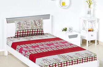 Amazon Brand – Solimo Polyester 144 Tc Rosy Cosy Single Bedsheet With 1 Pillow Cover, 95 Gsm, Multicolor