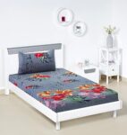 Amazon Brand – Solimo Polyester Hibiscus Haven 144 Tc Single Bedsheet With 1 Pillow Cover, 95 Gsm,Multicolour