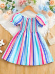 MANSICREATION Girls Midi/Knee Length Casual Dress(Blue, Short Sleeve)