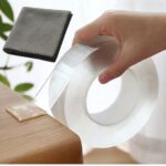 Uflow Double Sided 3M Tape (2 Pcs) Heavy Duty With 10 By 10 Cm Microfiber Cloth – Multipurpose Removable Traceless Mounting Adhesive Tape For Wall, Washable Reusable Strong Sticky Strips Grip Tape