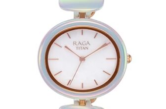 Titan Raga Ceramics Update Quartz Analog Mop Dial With Brass Strap Watch For Women