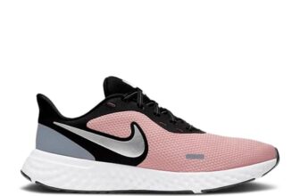 Nike Men Sneaker Wmns Revolution 5 – Pink Glaze/Metallic Silver-Black – Bq3207-603 – 2.5Uk