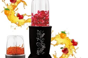 Nutri Blender Grinder By Echt, Nb4S 450 Watt,2 Multi Purpose Jars For Juices, Smoothies, Shakes, Chutneys And Dry Masala; The Long Jar (500Ml) & The Short Jar (300Ml) 2 Years Warranty, Black Print-4 Pc