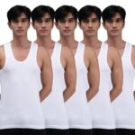 Amul Comfy Men’S White Interlock Solid Vest Pack Of 5 (White, 80)