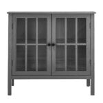 Aprodz Soild Wood Vicuna Two Door Sideboard Storage Cabinet For Living Room | Grey Finish
