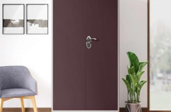 Godrej Interio Almirah Wardrobe H1 2-Door Steel Almirah, Cupboard For Clothes (Textured Shellwine Red), 1-Year Warranty, Led Light, 1 Locker, 1 Drawer